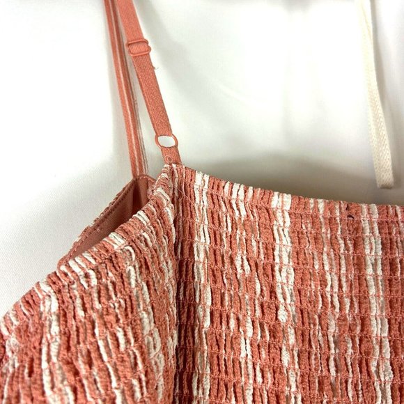 As U Wish Spaghetti Straps, Built in Bra Peach Pink Crepe Stripe Jumpsuit Sz XL - Picture 8 of 13